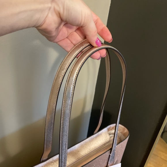 Kate Spade Nutcracker Glitter Tinsel Tote in Rose Gold +Matching Wallet Bundle! - Picture 6 of 10